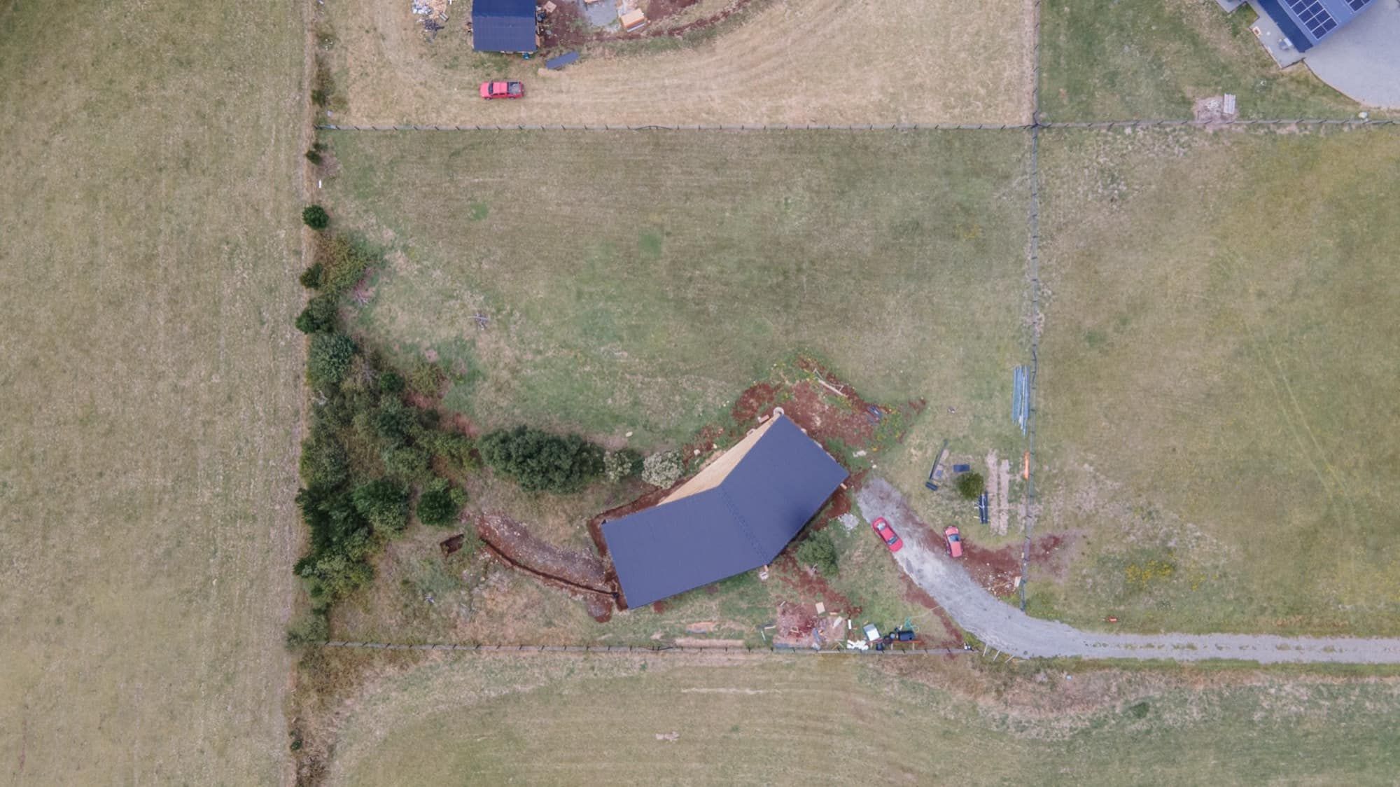 La cubierta de la casa vista desde el aire