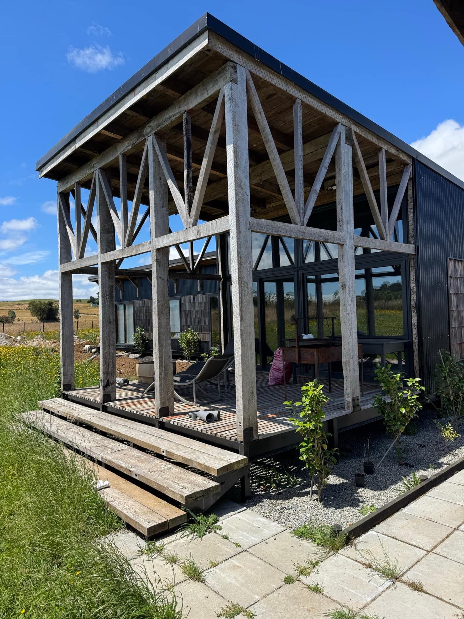 Estructura de madera vista del espacio exterior